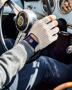 HERITAGE - Fingerless Stringback Driving Gloves - Blue