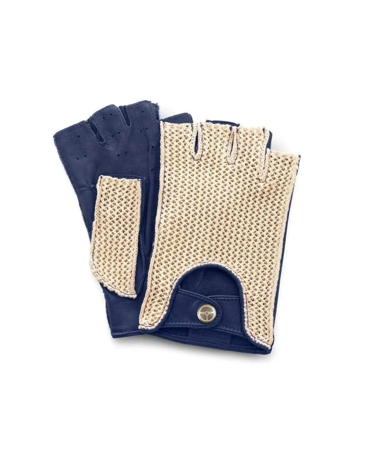 HERITAGE - Fingerless Stringback Driving Gloves - Blue
