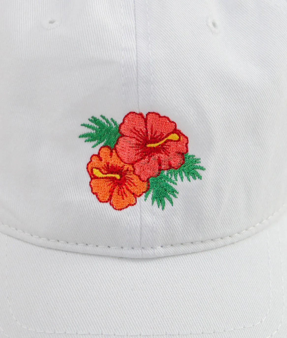 Hibiscus Embroidered Dad Hat