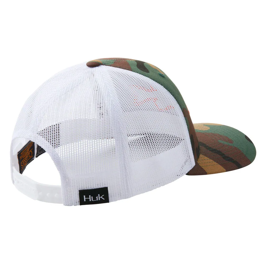 HUK Bass Trucker Snap Back Hat- Moss Camo
