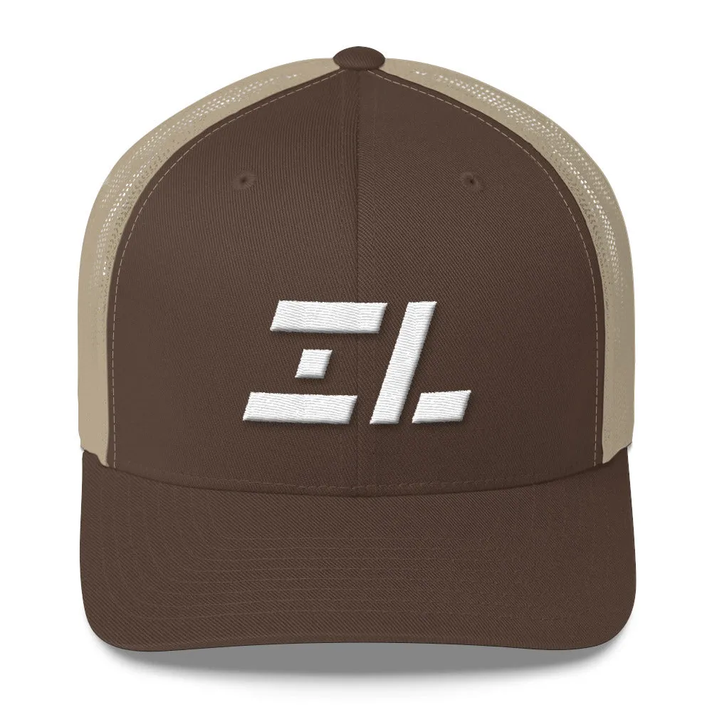 Illinois - Mesh Back Trucker Cap - White Embroidery - IL - Many Hat Color Options Available