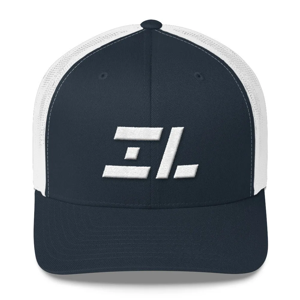 Illinois - Mesh Back Trucker Cap - White Embroidery - IL - Many Hat Color Options Available
