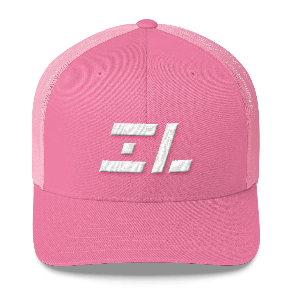 Illinois - Mesh Back Trucker Cap - White Embroidery - IL - Many Hat Color Options Available