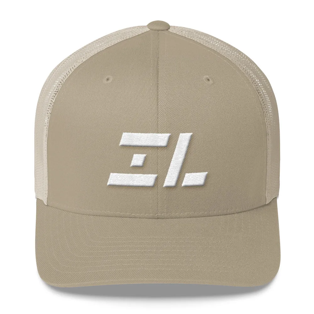 Illinois - Mesh Back Trucker Cap - White Embroidery - IL - Many Hat Color Options Available