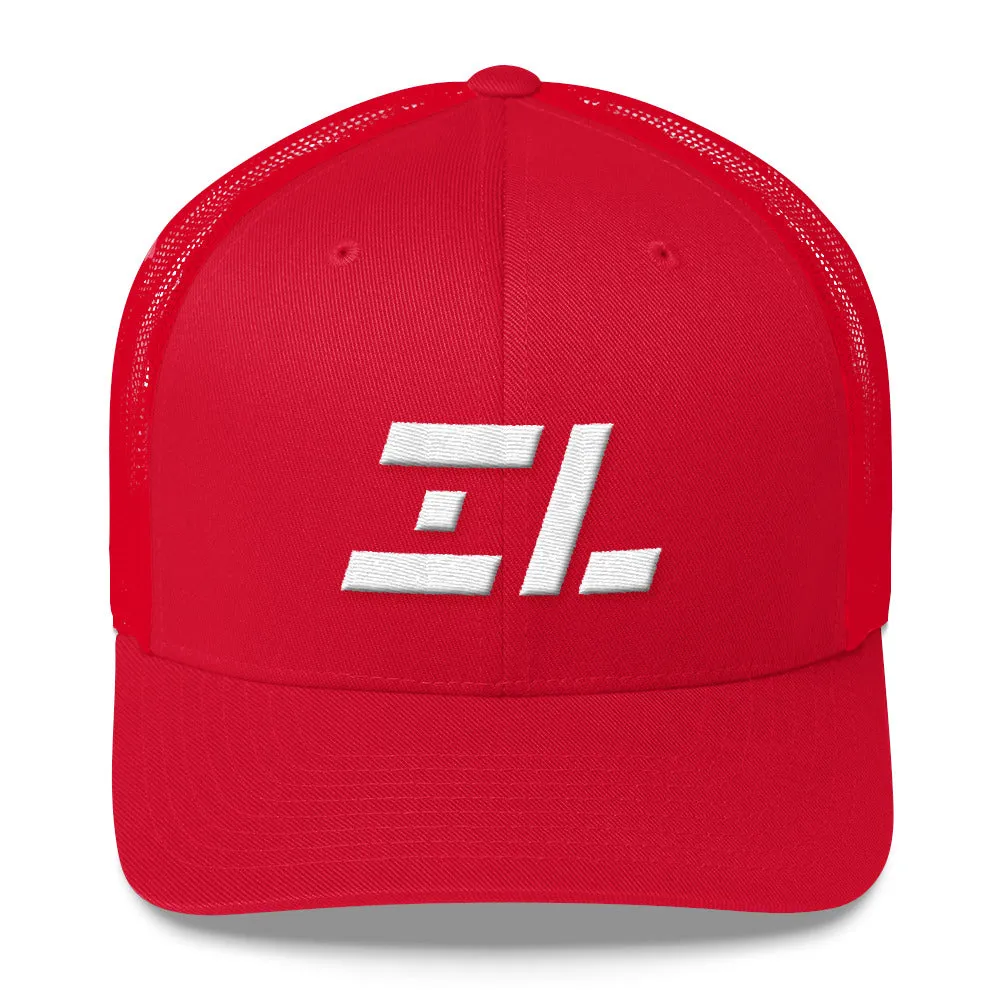 Illinois - Mesh Back Trucker Cap - White Embroidery - IL - Many Hat Color Options Available