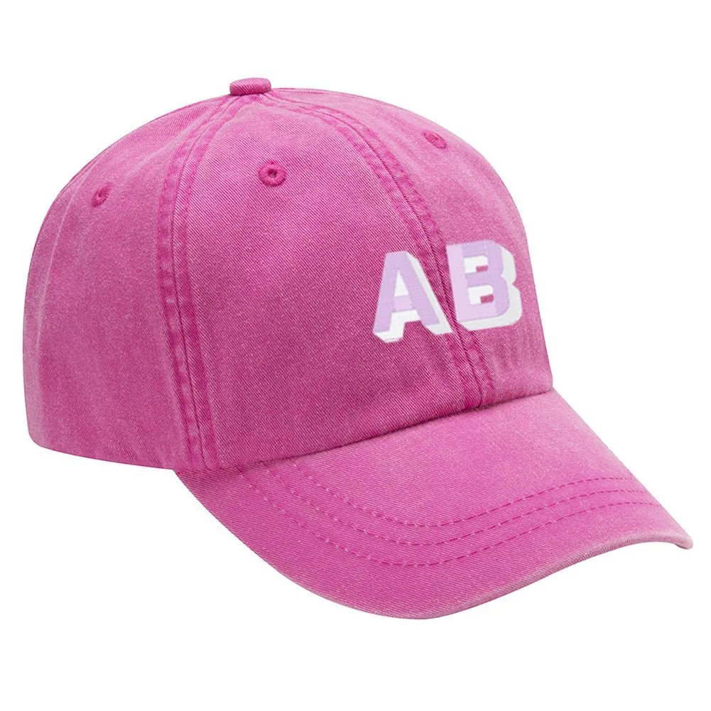 Initialed Shadow Block Letters Baseball Hat