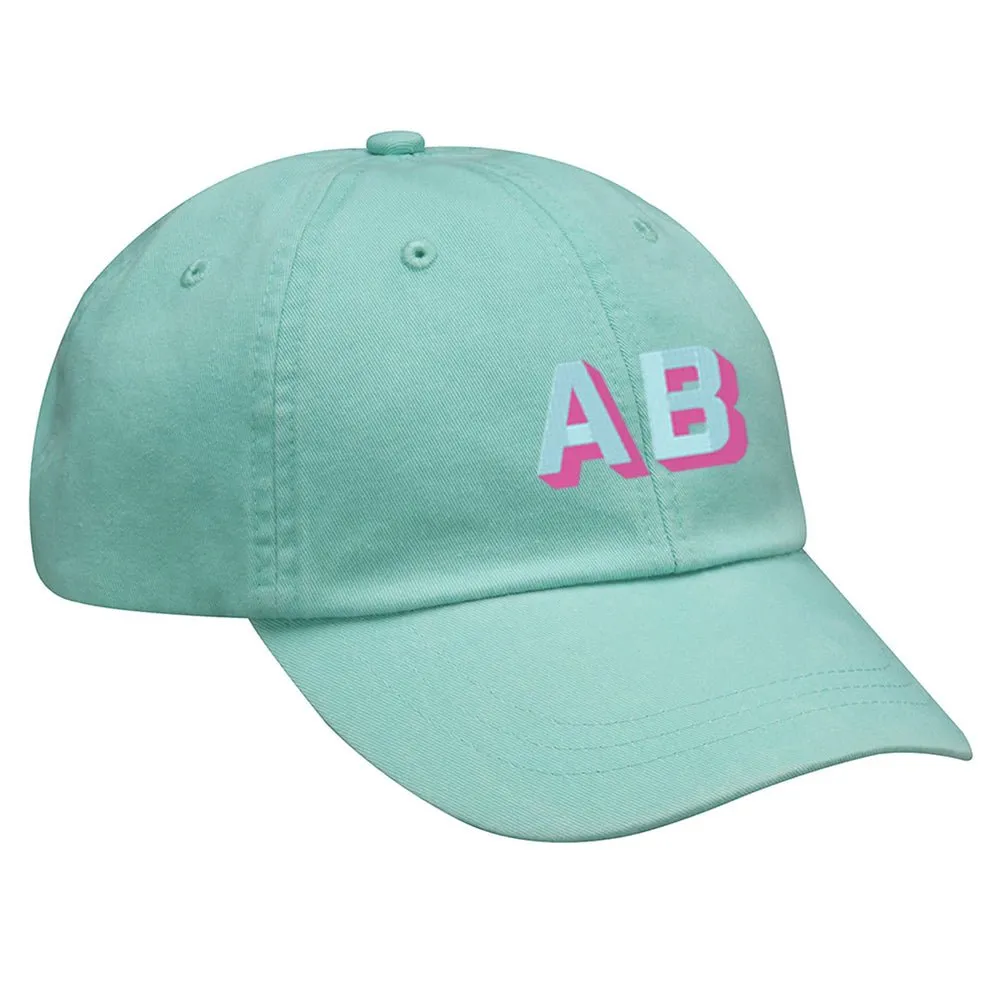 Initialed Shadow Block Letters Baseball Hat