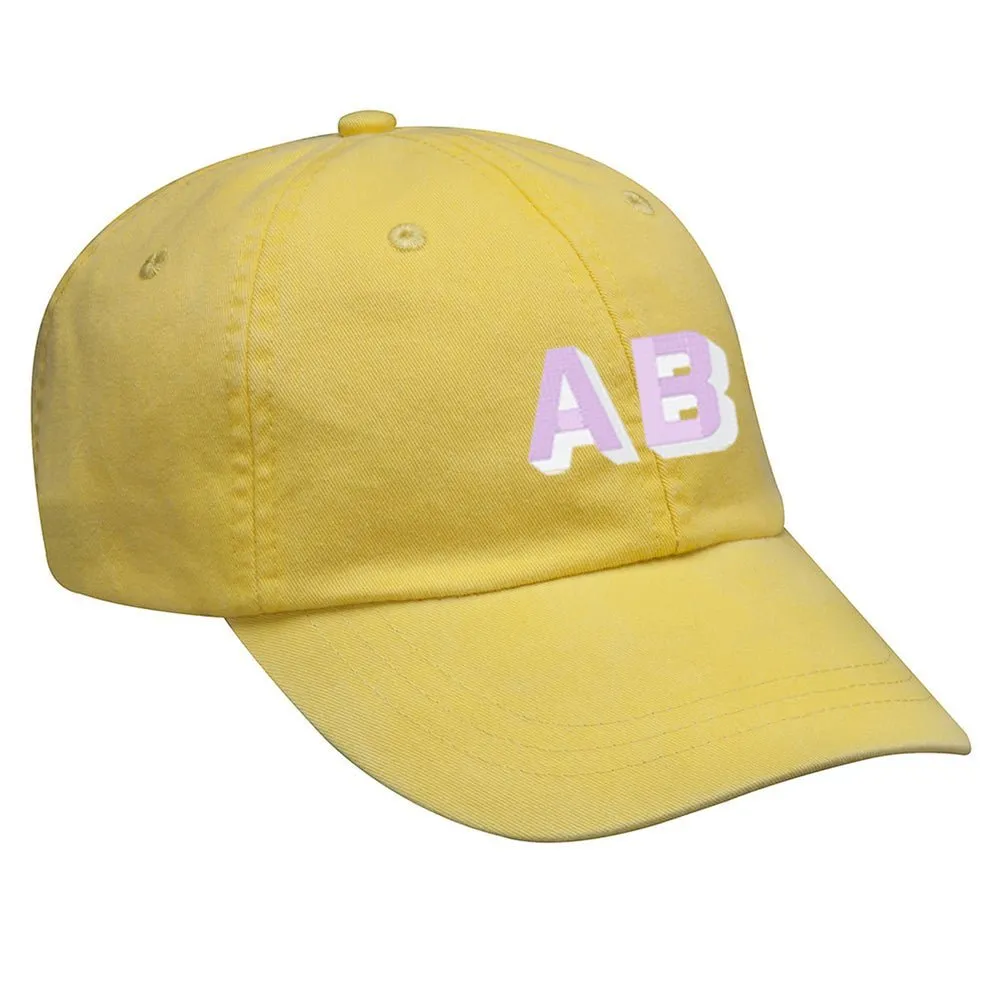 Initialed Shadow Block Letters Baseball Hat