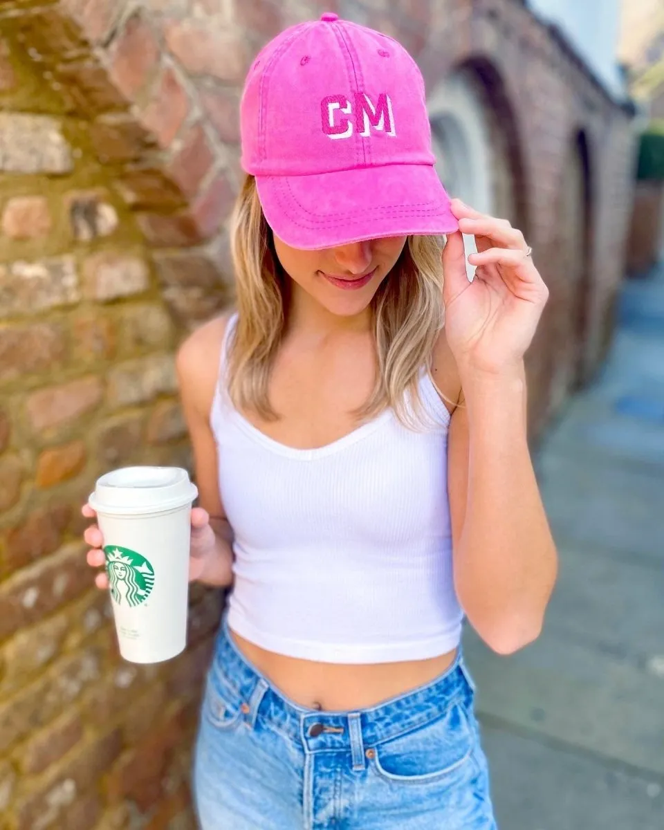Initialed Shadow Block Letters Baseball Hat