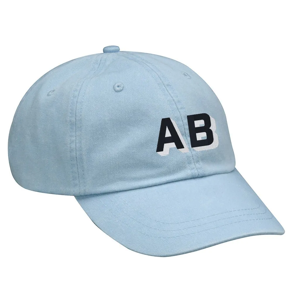 Initialed Shadow Block Letters Baseball Hat