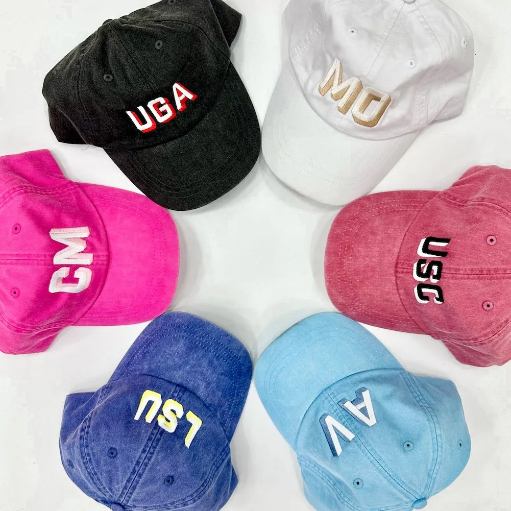 Initialed Shadow Block Letters Baseball Hat