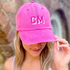 Initialed Shadow Block Letters Baseball Hat