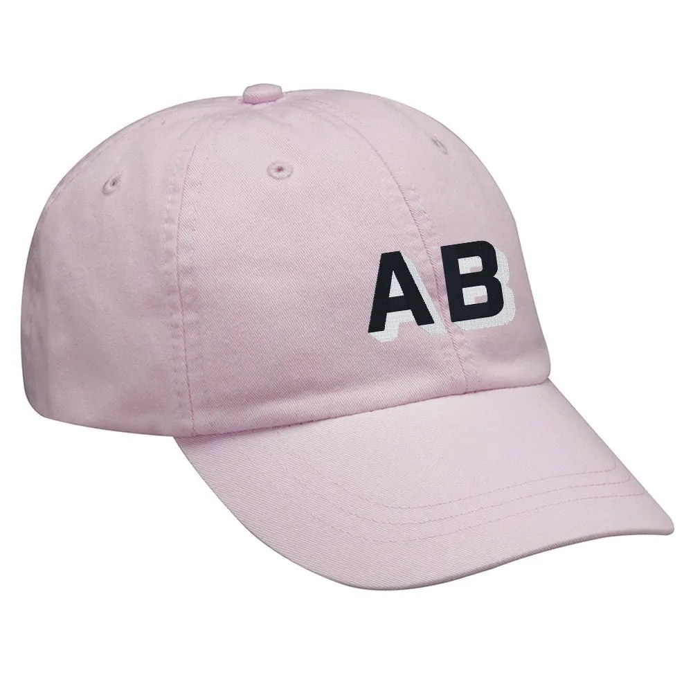 Initialed Shadow Block Letters Baseball Hat