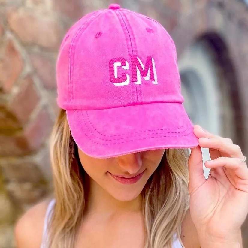 Initialed Shadow Block Letters Baseball Hat