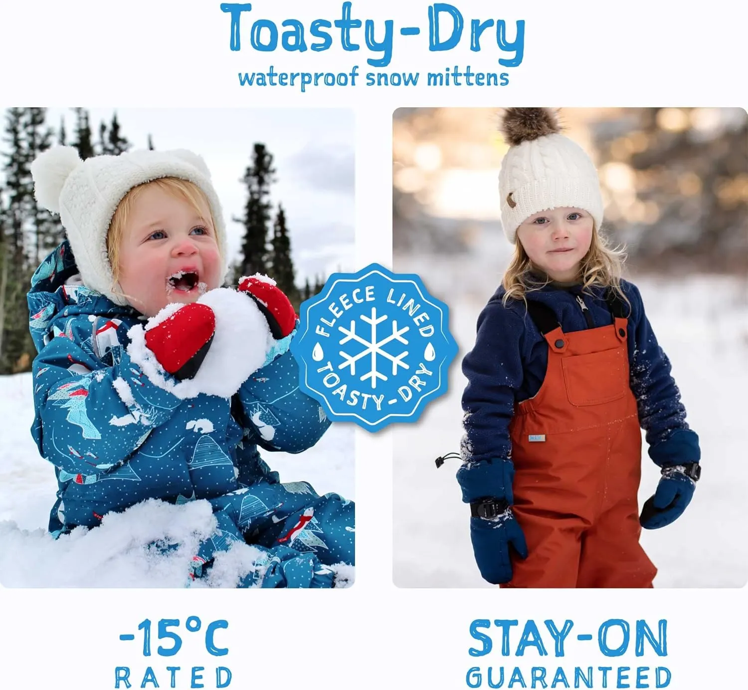 JAN & JUL Mittens for Baby Toddler Kids, Waterproof Winter Gloves for Boys