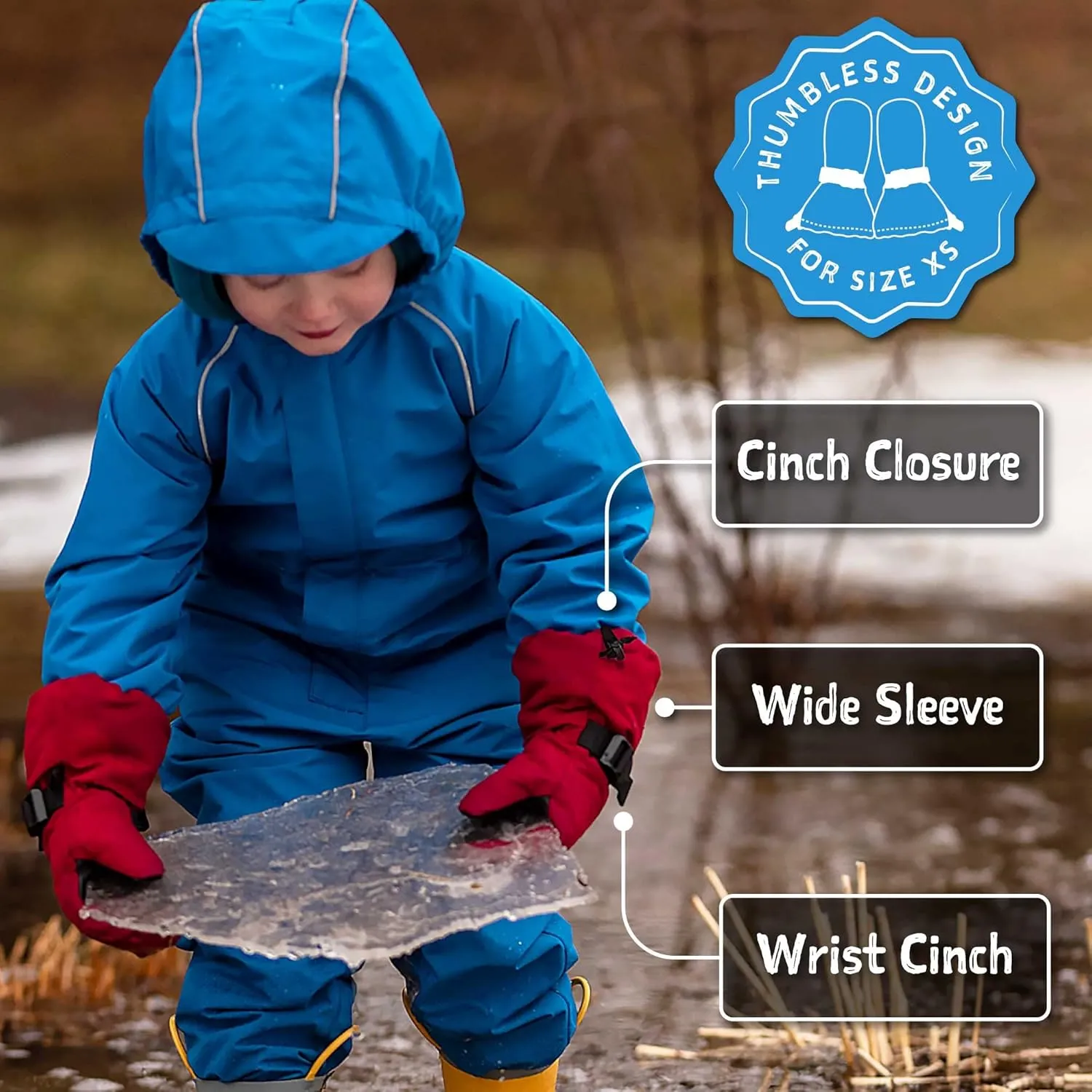 JAN & JUL Mittens for Baby Toddler Kids, Waterproof Winter Gloves for Boys