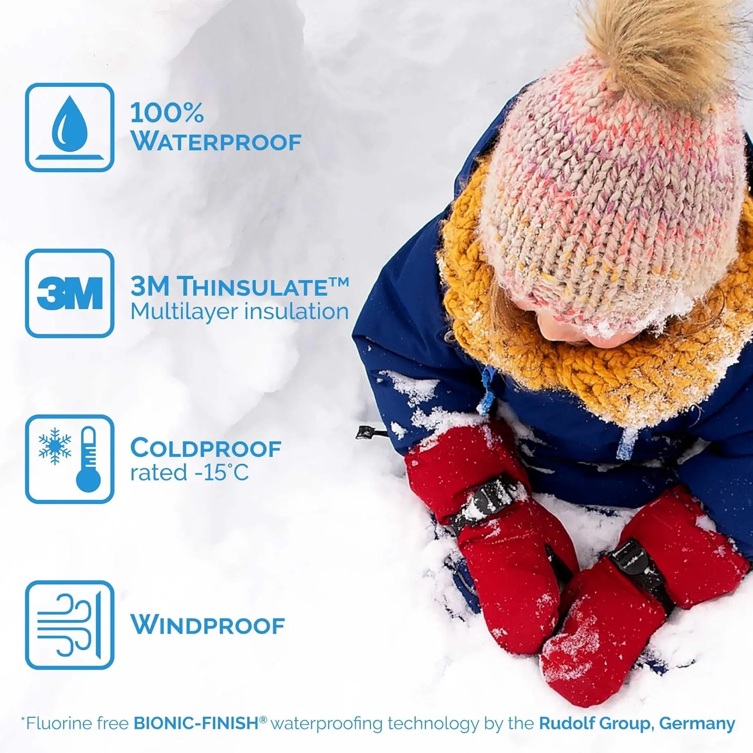 JAN & JUL Mittens for Baby Toddler Kids, Waterproof Winter Gloves for Boys