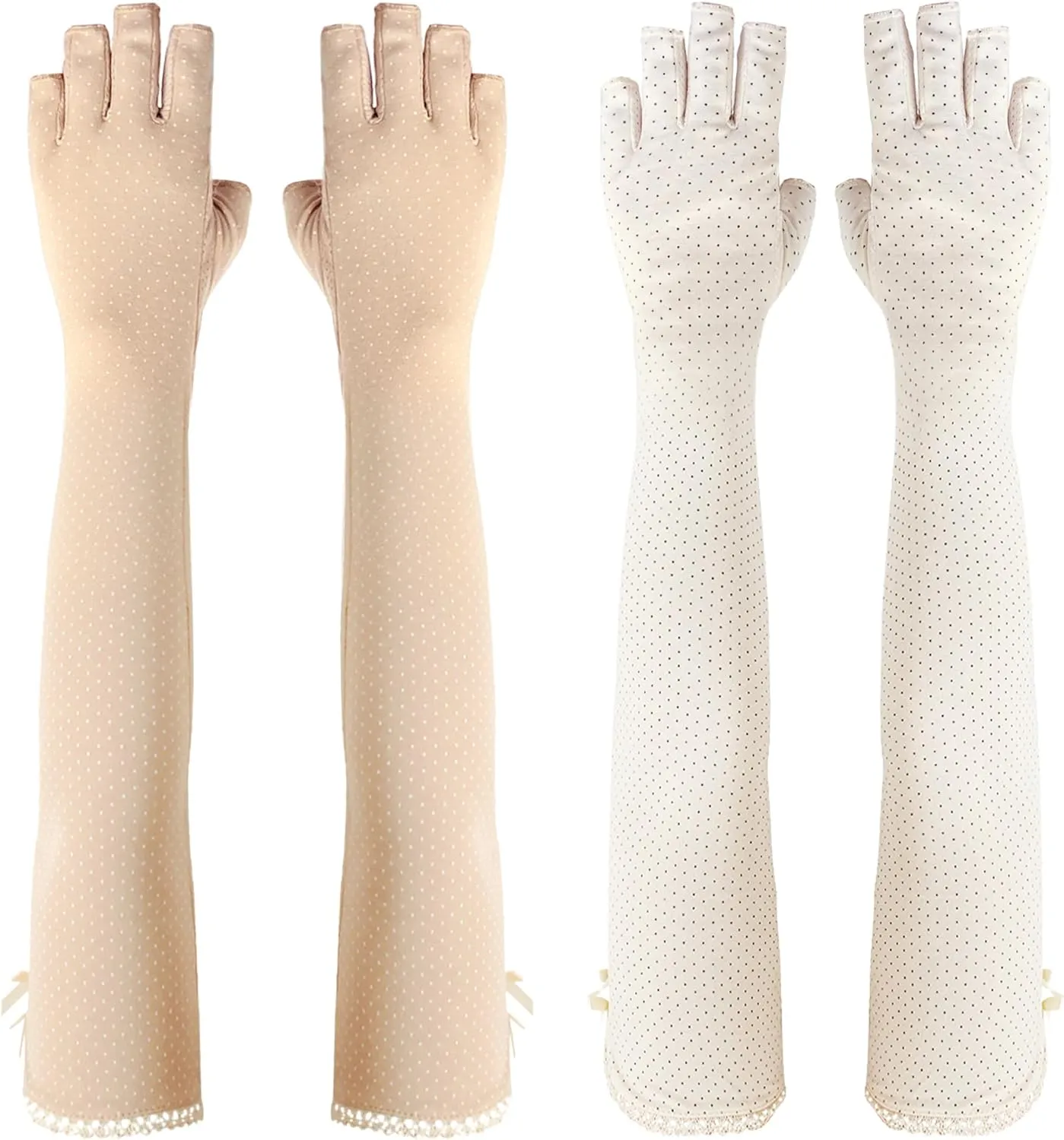 kilofly Women's Long Anti-UV Breathable Arm Sun Block Driving Gloves, 2 Pairs