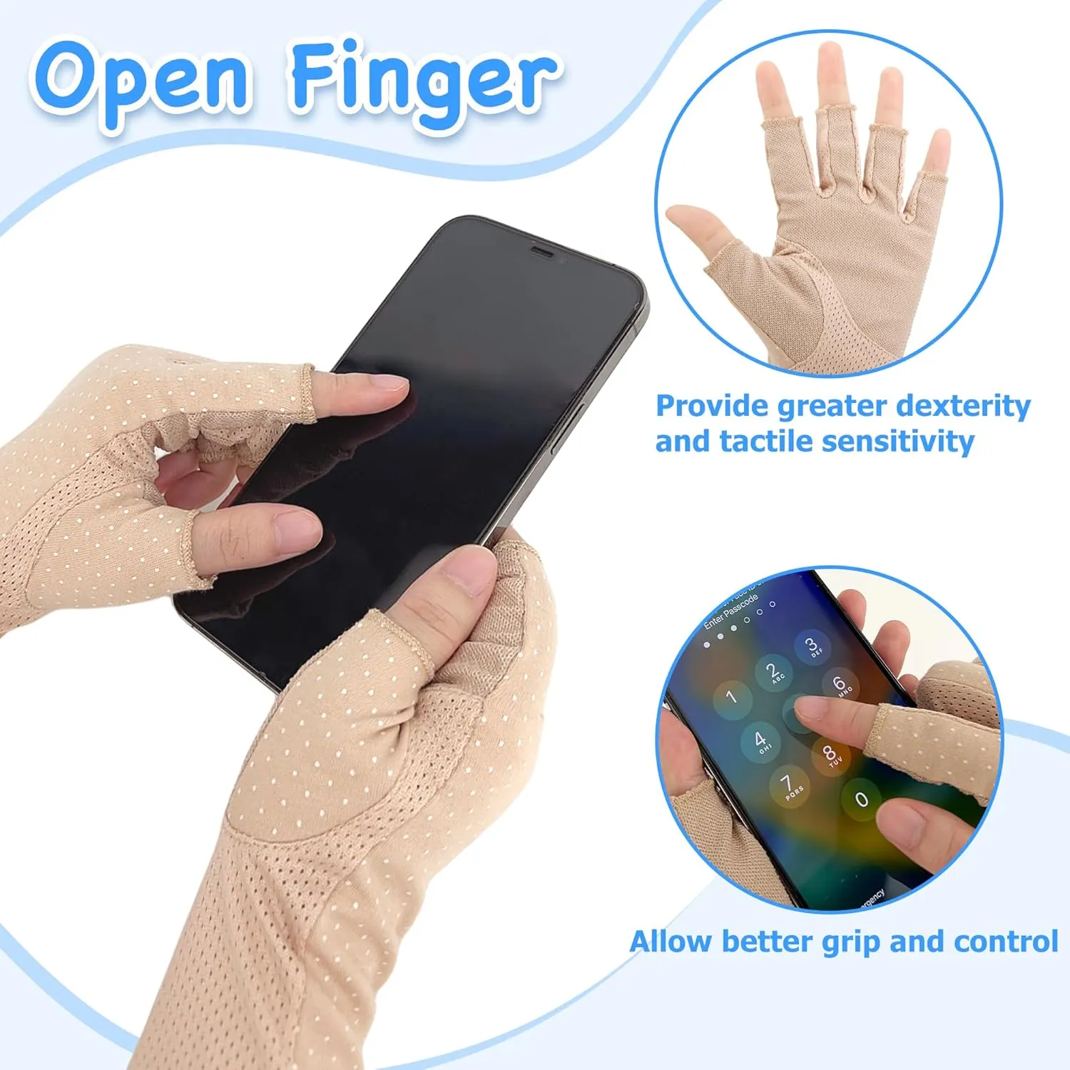 kilofly Women's Long Anti-UV Breathable Arm Sun Block Driving Gloves, 2 Pairs