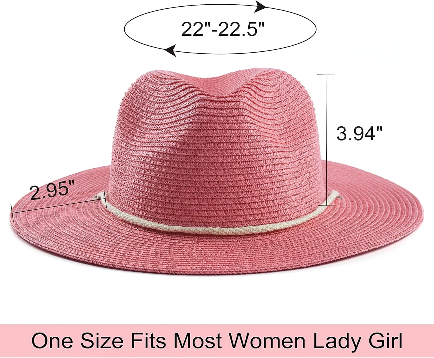 Koreshion Women Straw Fedora Hat Summer Panama Beach Sun Hats UV UPF50  Cap