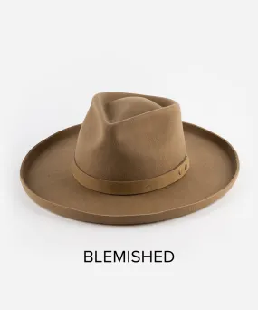 Luca Pencil Brim Teardrop Fedora - Tan BLEMISHED