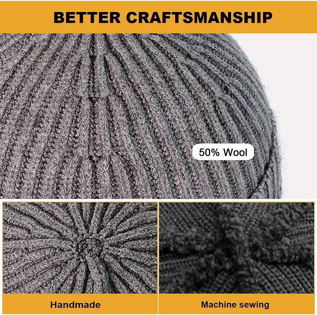 MAIAGO Fisherman Beanie for Men Women, Knit Cuff Beanie Cap Short Beanie Hat, Winter Warm Hats