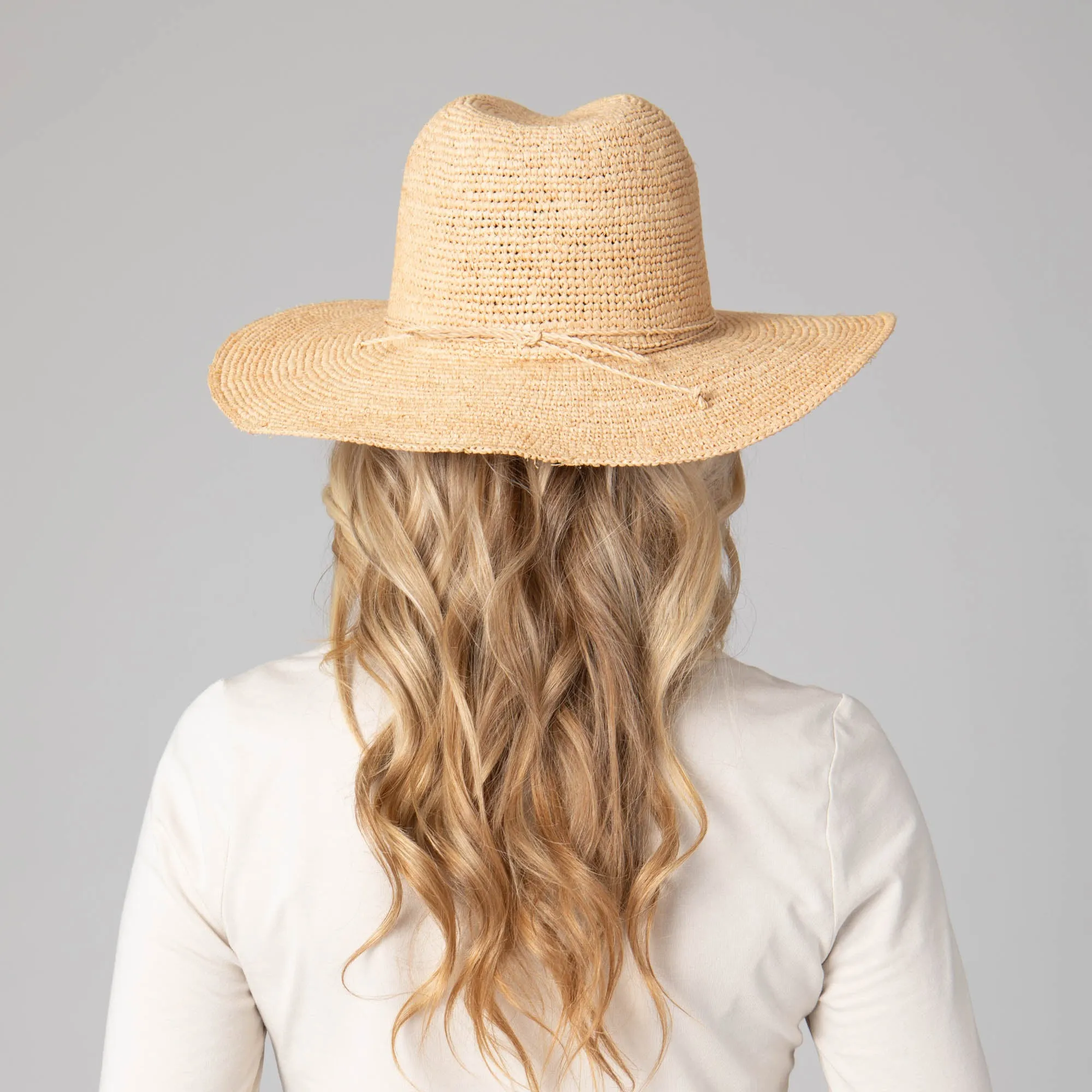 Marina Women's Crochet Raffia Fedora