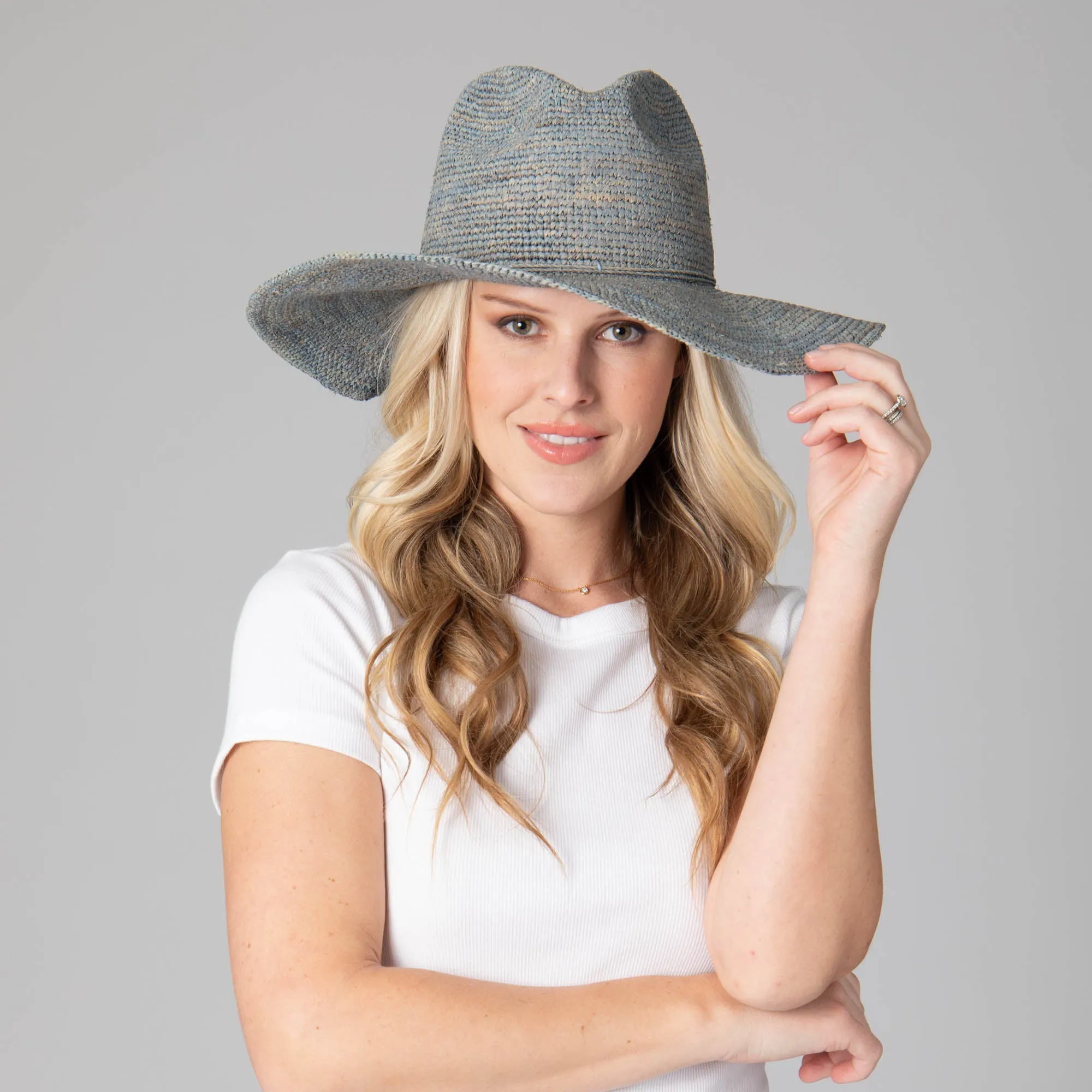 Marina Women's Crochet Raffia Fedora