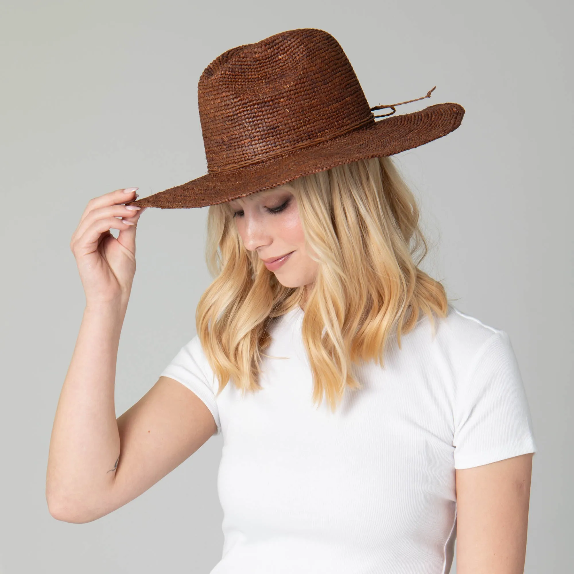 Marina Women's Crochet Raffia Fedora