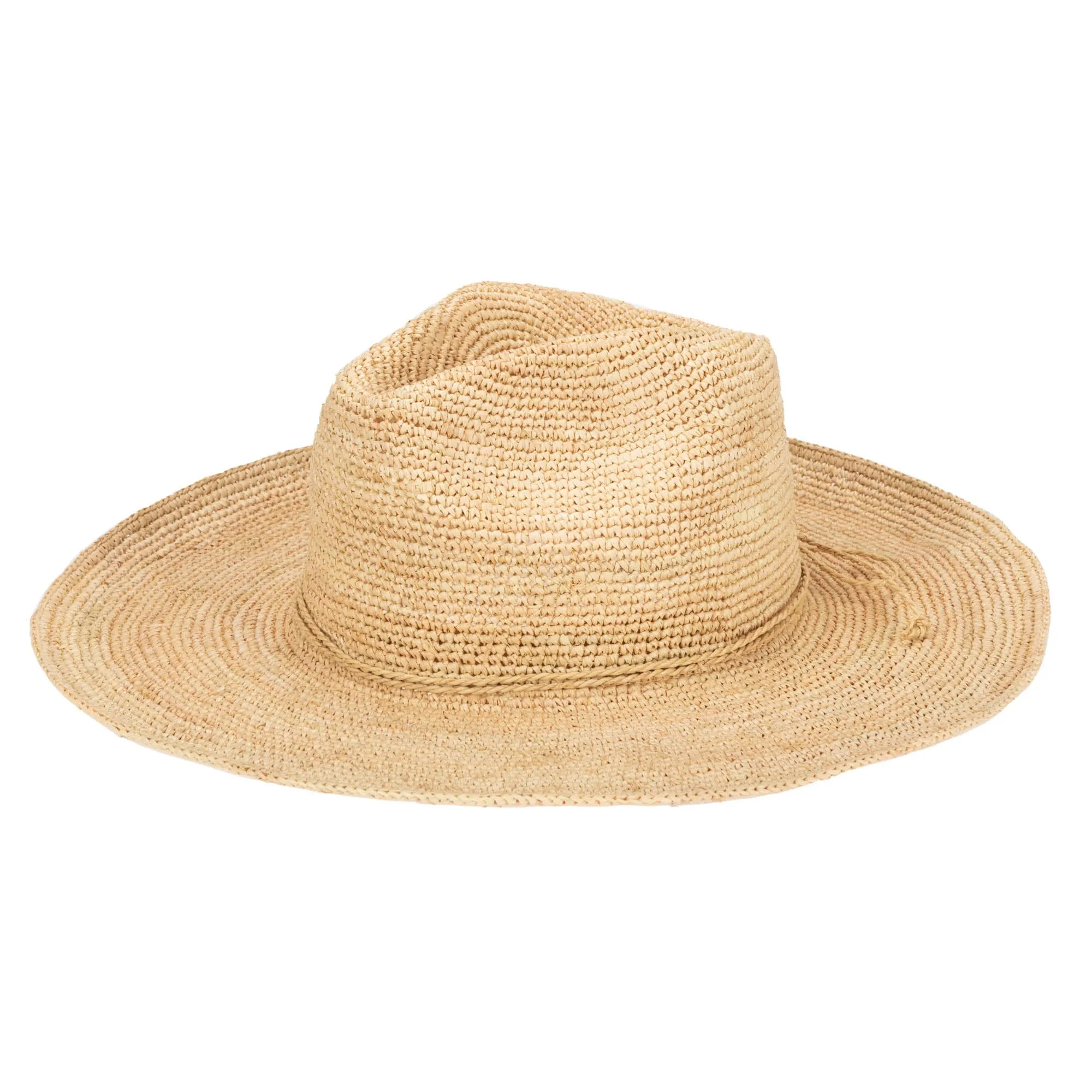 Marina Women's Crochet Raffia Fedora