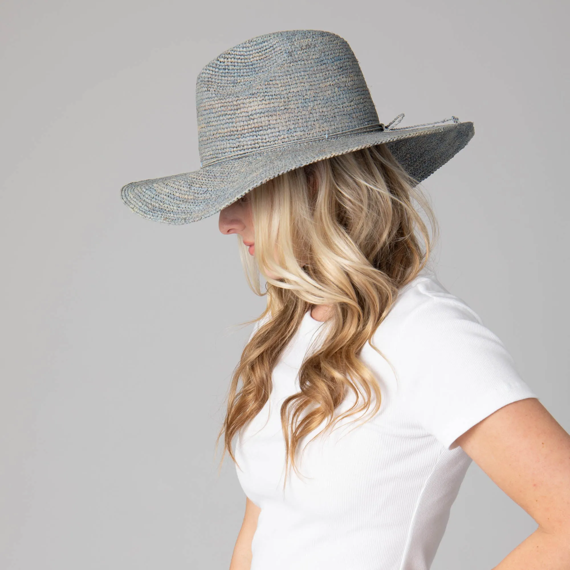 Marina Women's Crochet Raffia Fedora