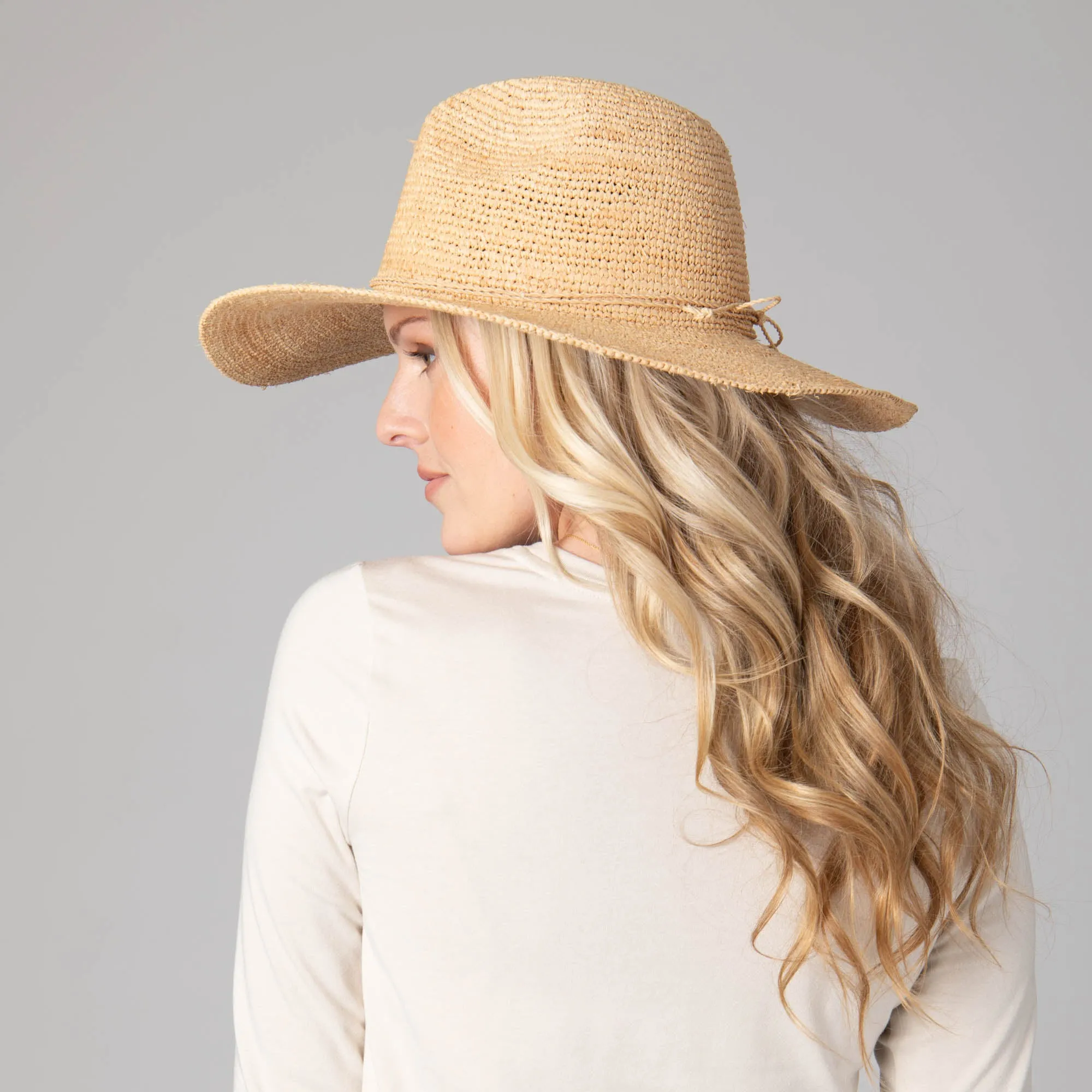 Marina Women's Crochet Raffia Fedora