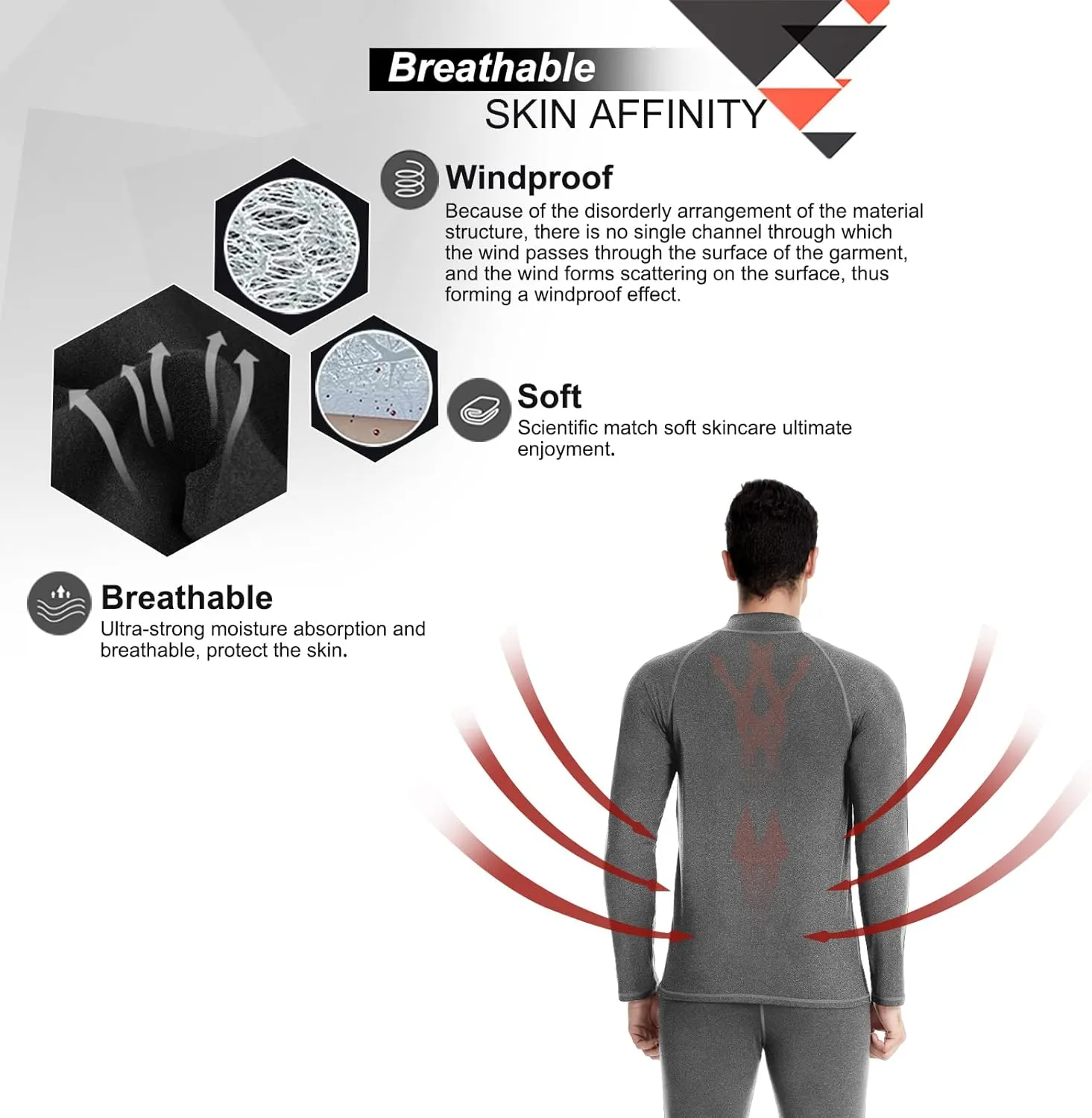 MEETWEE Men's Thermal Underwear Set, Winter Ski Gear Fleece Lined Long Johns Base Layer Warm Top & Bottom for Skiing Black