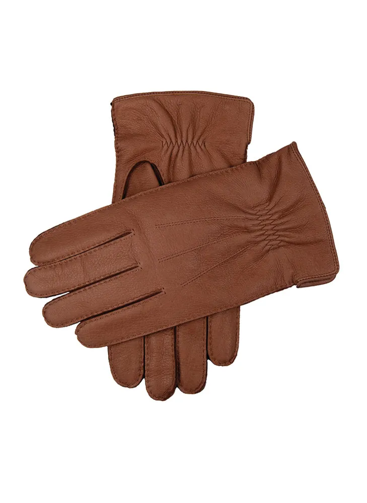 Men's Handsewn Three-Point Cashmere-Lined Deerskin Leather Gloves