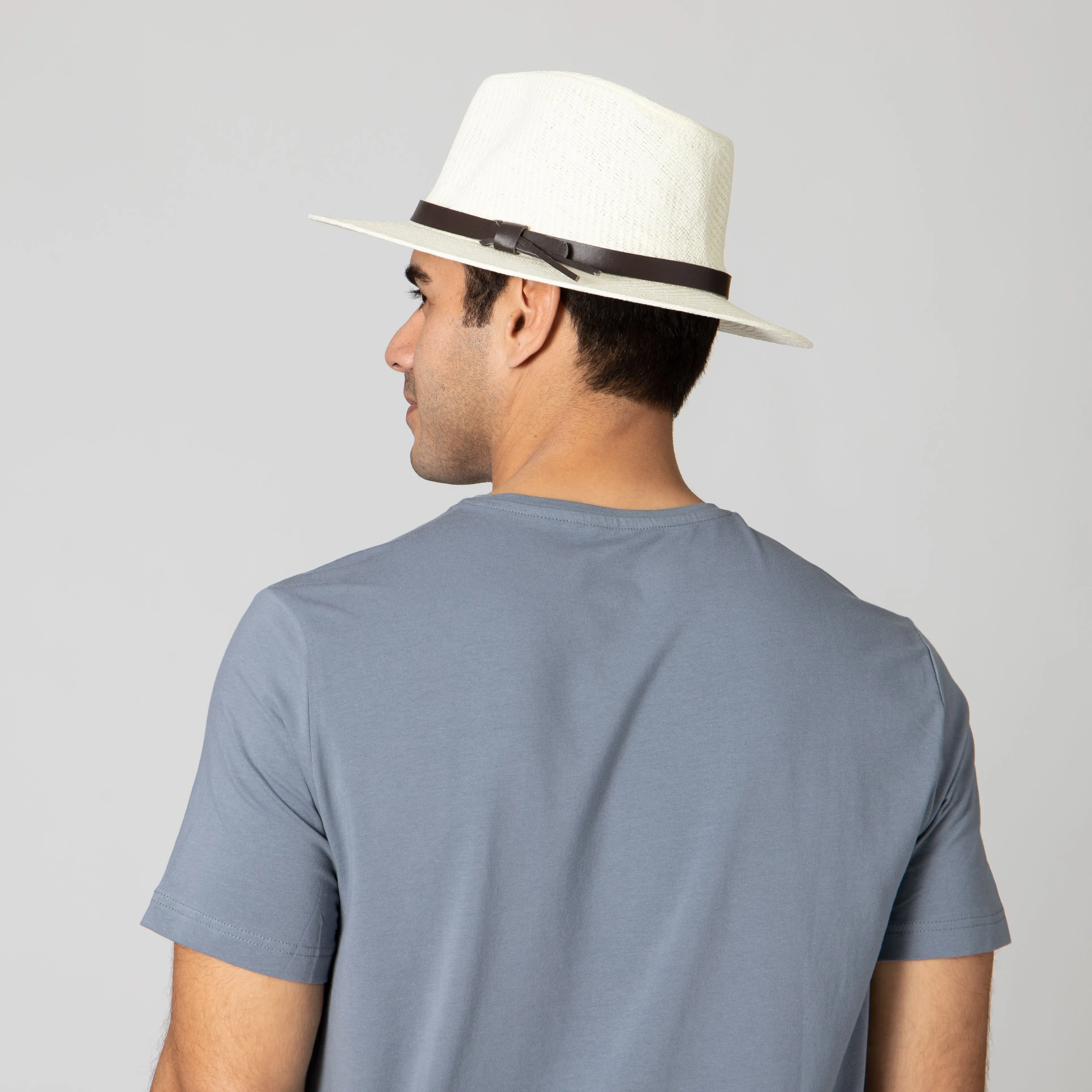 Men's Paper Fedora with Faux Leather Band