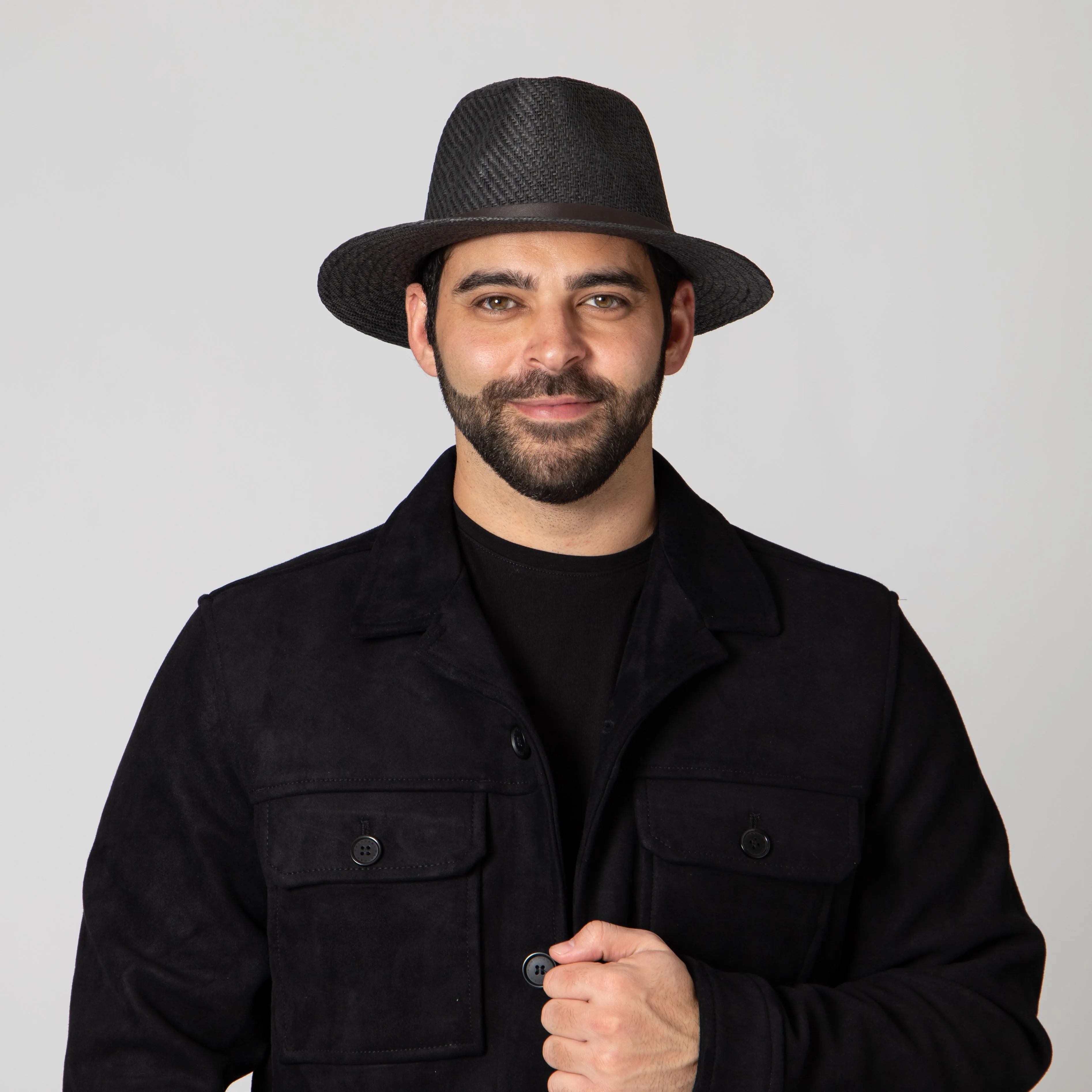 Men's Paper Fedora with Faux Leather Band