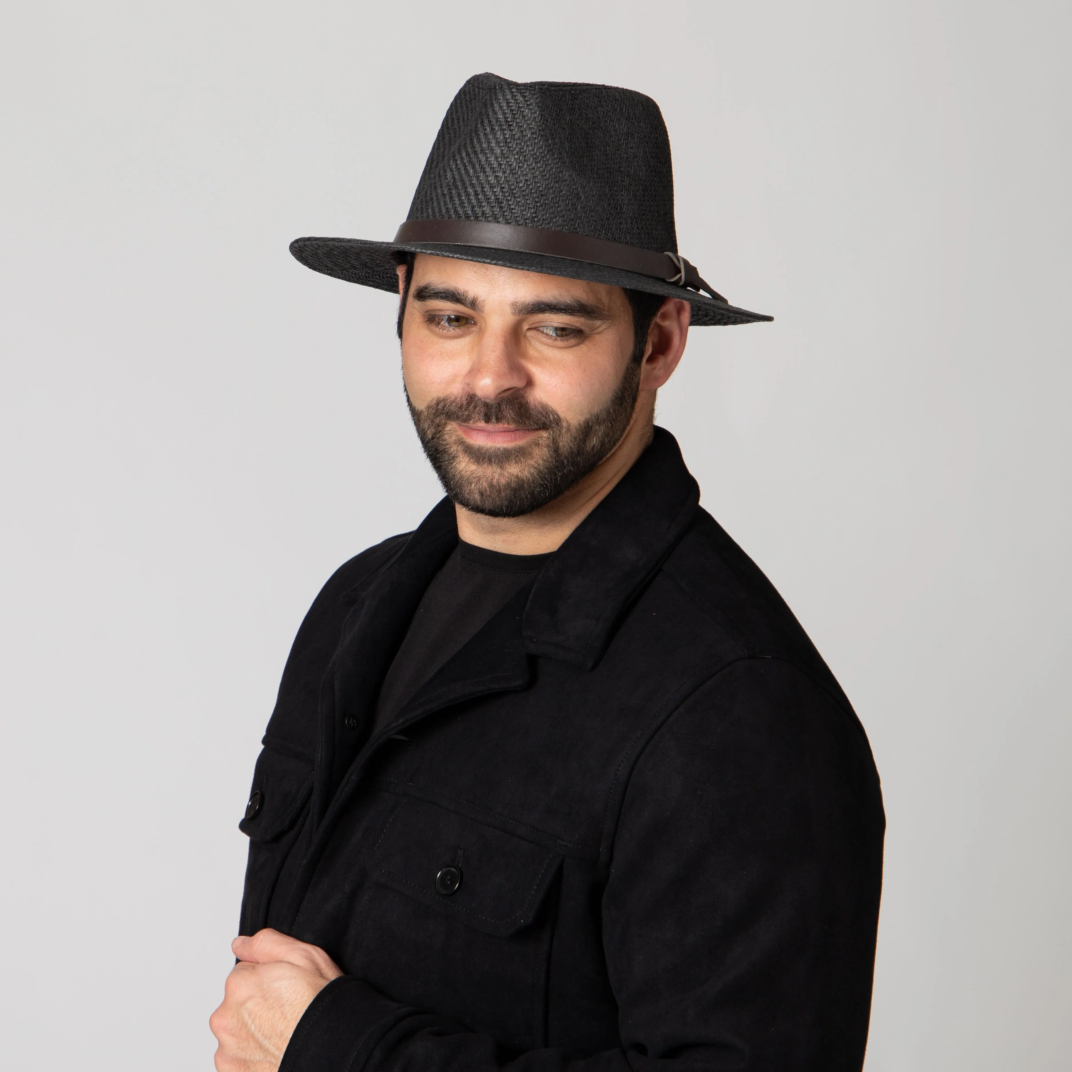 Men's Paper Fedora with Faux Leather Band