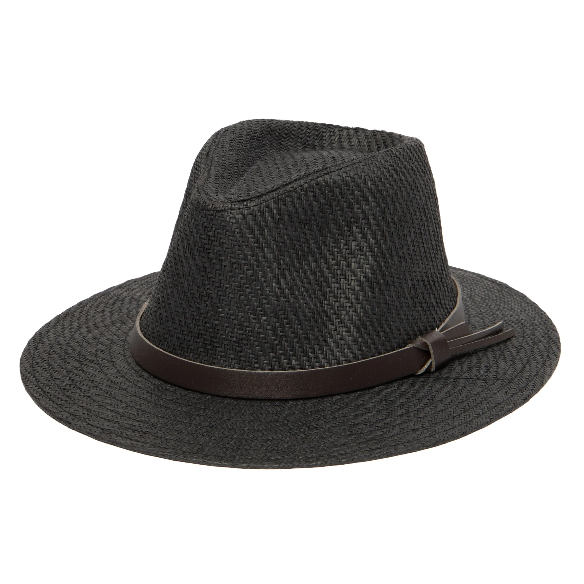 Men's Paper Fedora with Faux Leather Band