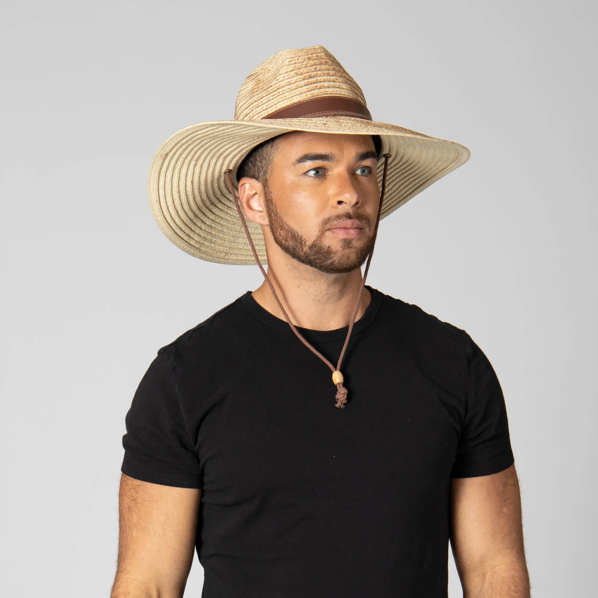 Mens Paperbraid Fedora with Leather Band and Matching Chin Chord
