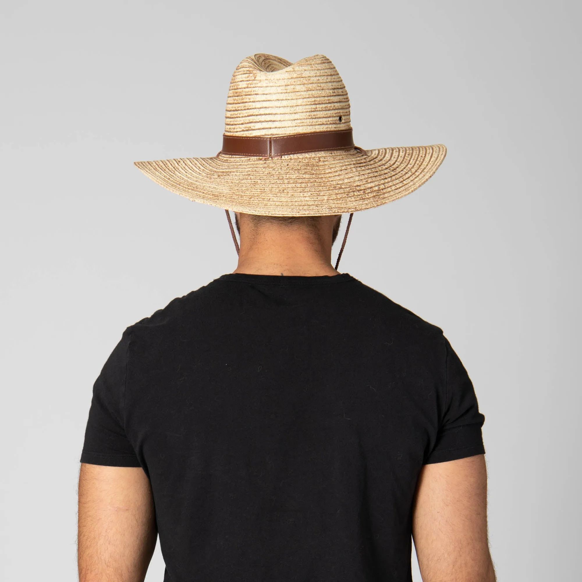 Mens Paperbraid Fedora with Leather Band and Matching Chin Chord