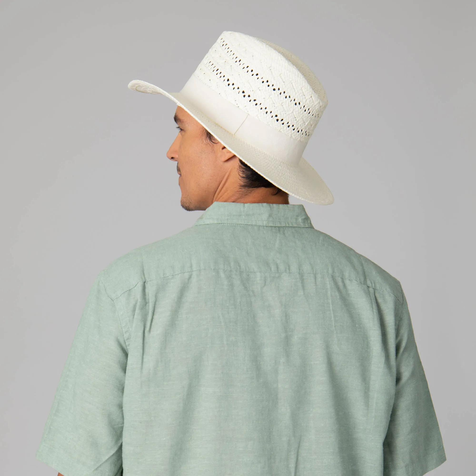 Mens Paperbraid Ivory Fedora