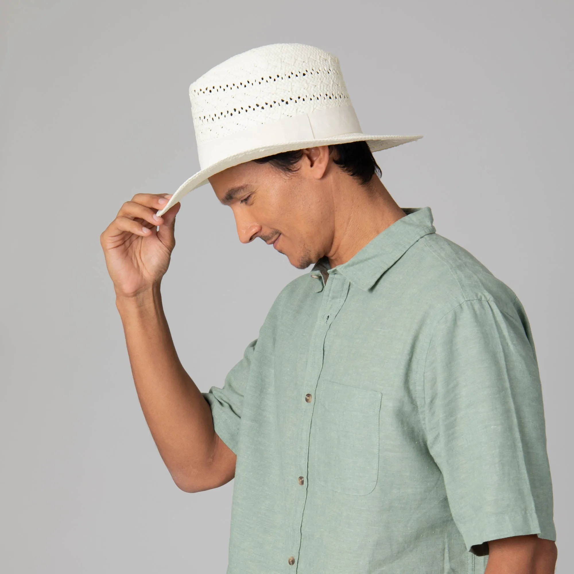 Mens Paperbraid Ivory Fedora