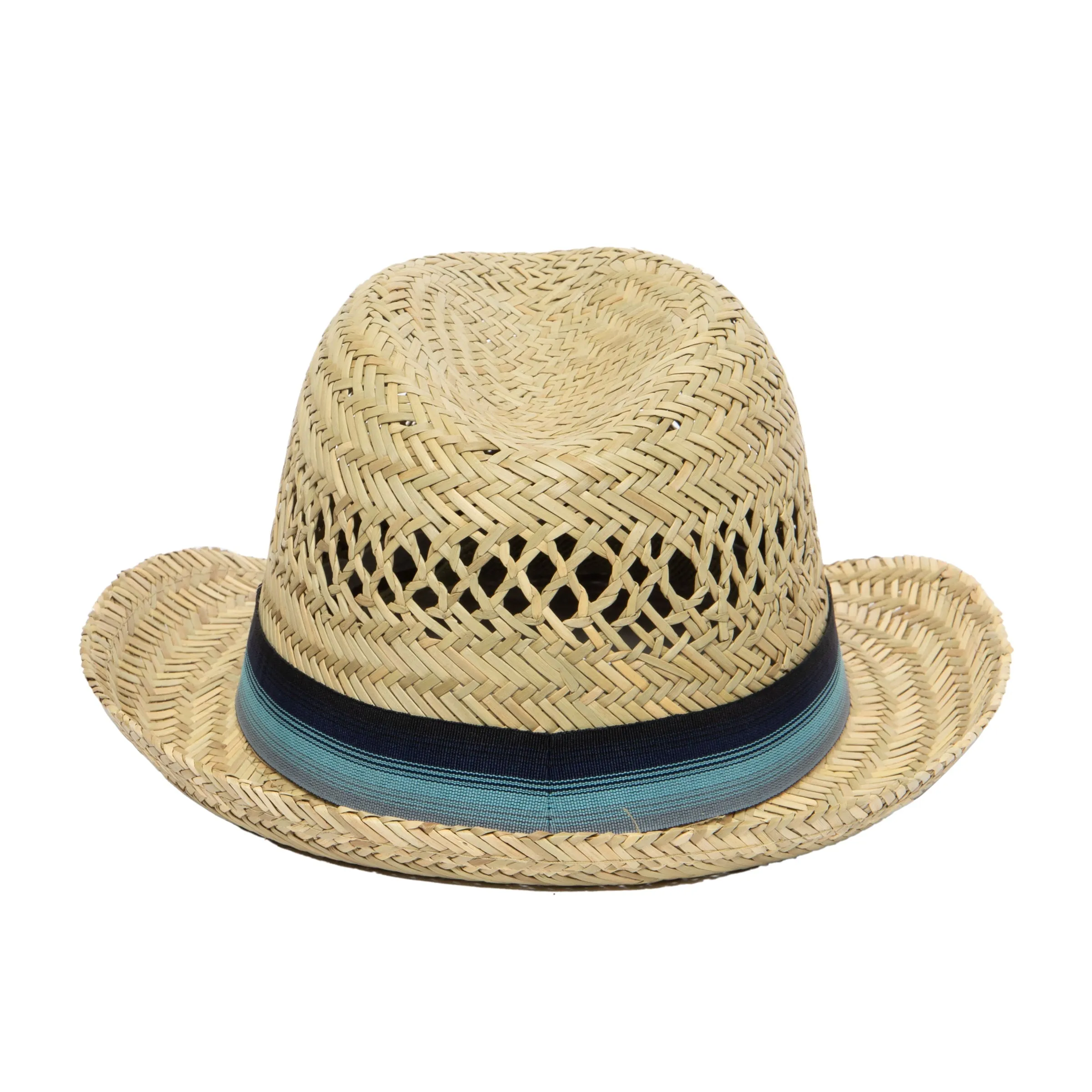 Mens Seagrass Fedora With Multi Color Inset