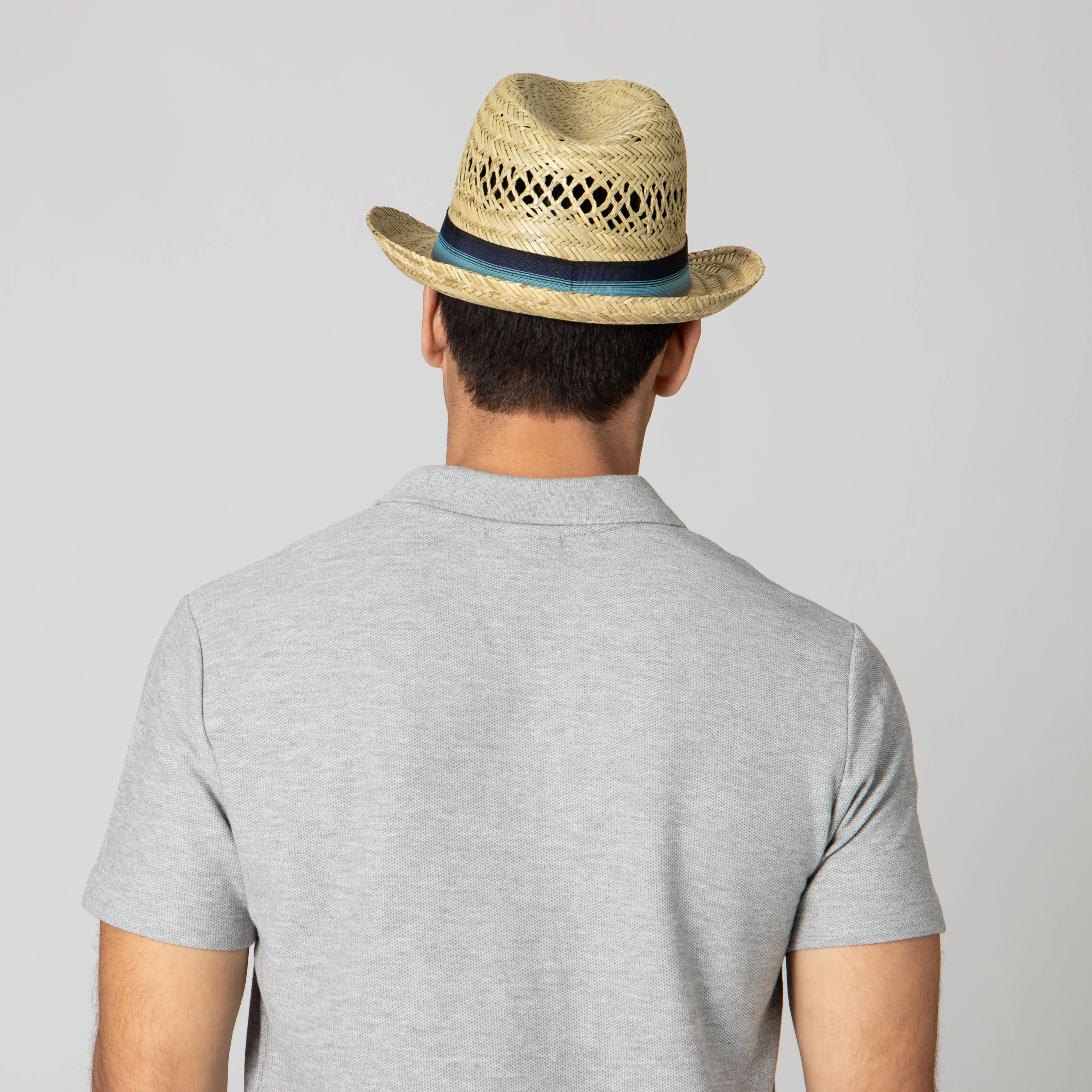 Mens Seagrass Fedora With Multi Color Inset