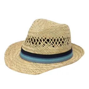 Mens Seagrass Fedora With Multi Color Inset