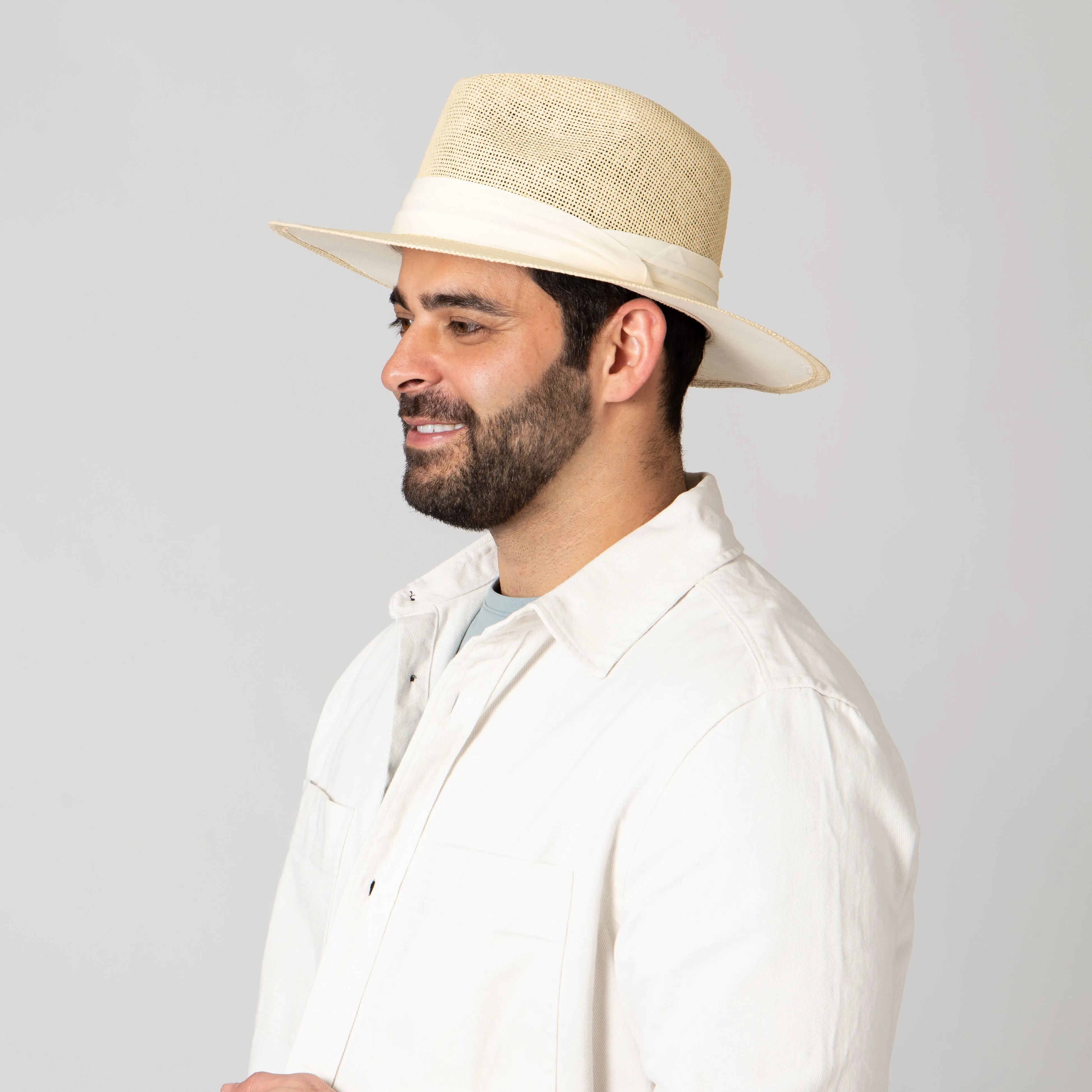 Mens Woven 3" Brim Paper Fedora