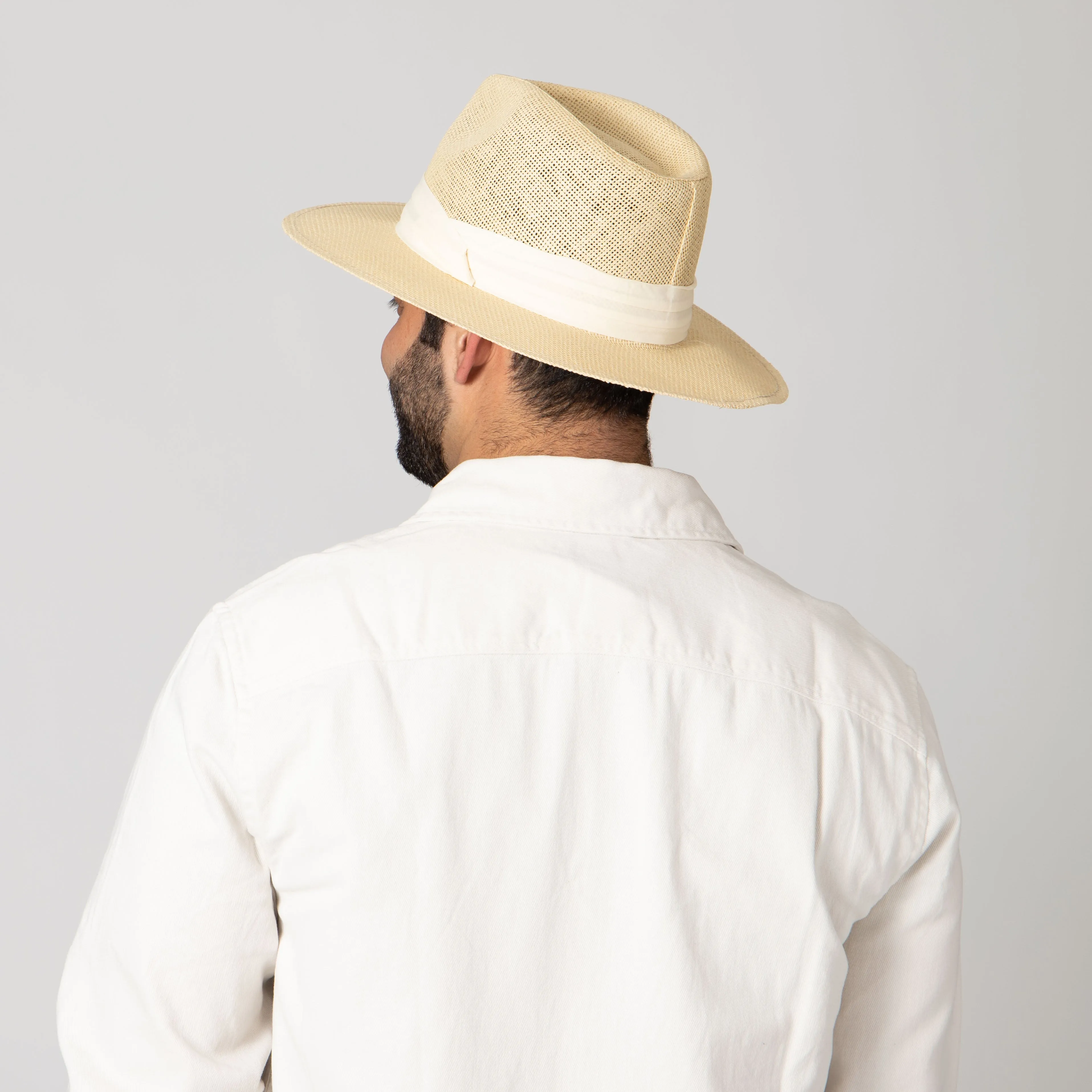 Mens Woven 3" Brim Paper Fedora