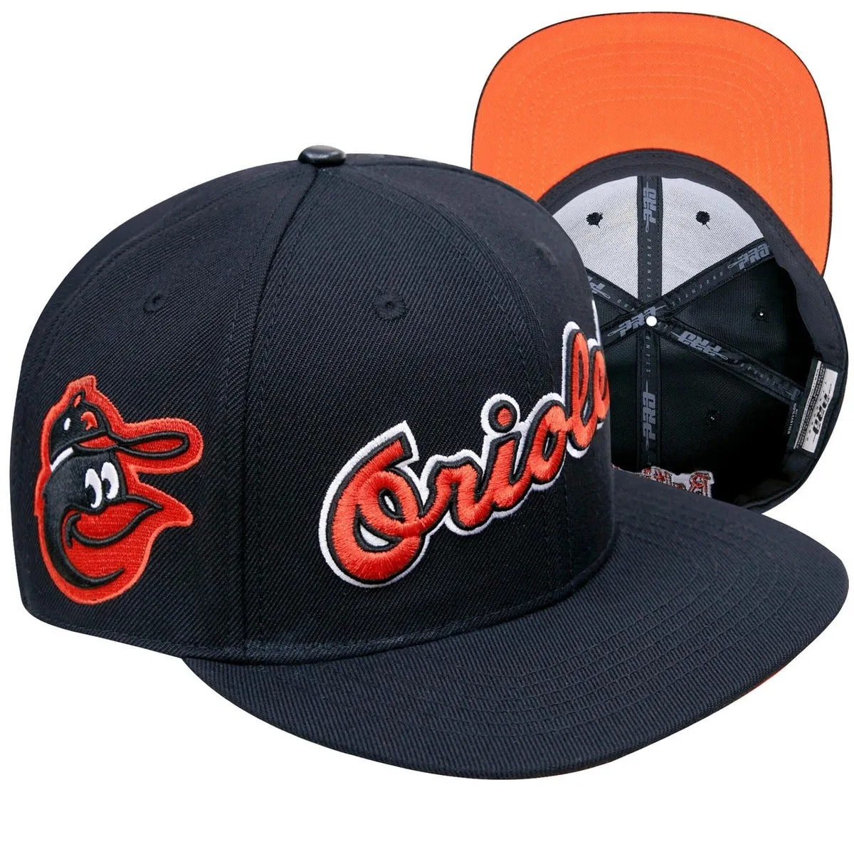 MLB BALTIMORE ORIOLES RETRO CLASSIC UNISEX LOGO WOOL SNAPBACK HAT (BLACK)