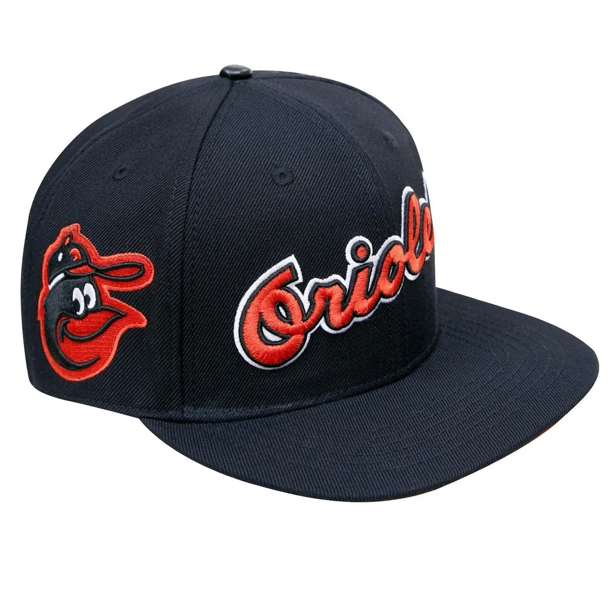 MLB BALTIMORE ORIOLES RETRO CLASSIC UNISEX LOGO WOOL SNAPBACK HAT (BLACK)