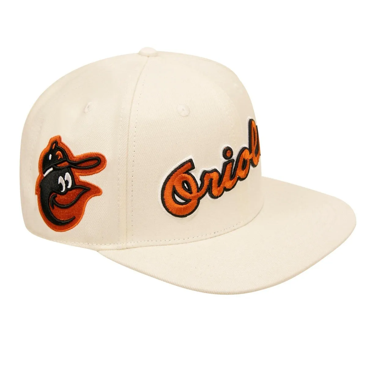 MLB BALTIMORE ORIOLES RETRO CLASSIC UNISEX LOGO WOOL SNAPBACK HAT (EGGSHELL)